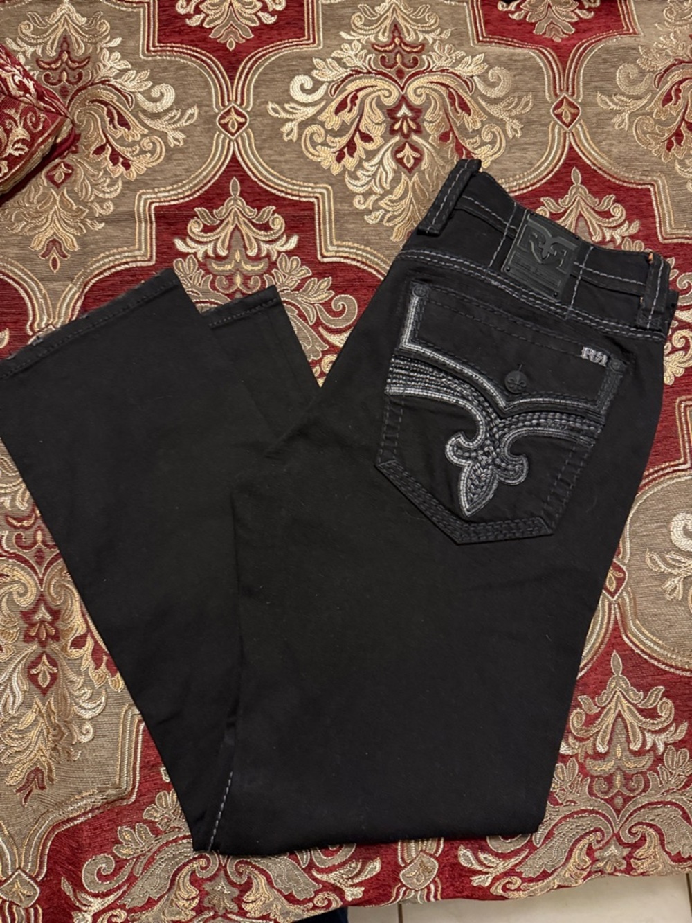 Rock Revival Black Boot Cut Jeans with Embroidered Back Pocket